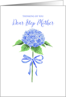 Thinking of You Step Mother with Watercolor Hydrangea Flower with Bow card
