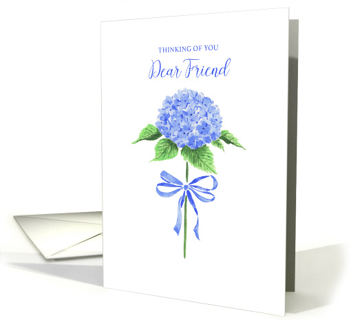 Thinking of You Friend with Watercolor Hydrangea Flower with Bow card