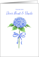 Thank You Aunt and Uncle with Watercolor Hydrangea Flower with Bow card
