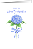 Thank You Godmother with Watercolor Hydrangea Flower with Ribbon Bow card