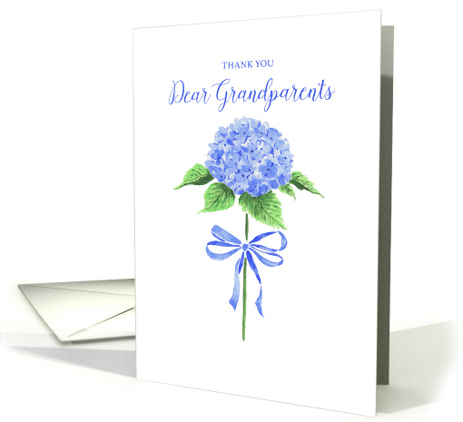Thank You Grandparents with Watercolor Hydrangea Flower with Bow card