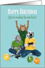 Birthday for Boy Dalmatian and Cats Video Game Party card