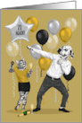 Birthday Milestone Age Dalmatian and Cat Young at Heart 21 Again card