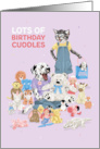 Birthday for Kids Dalmatian and Cat Stuffed Toy Cuddles card