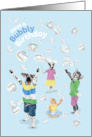 Birthday for Kids Dog and Cat Bursting Bubbles card