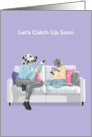 Catch Up Soon Dalmatian and Cat Chat Over Coffee card