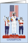 Birthday Dog and Cat Champions on Olympic Podium Team USA card