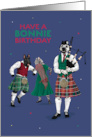 Birthday Dogs and Cat in Kilts Play Bonnie Bagpipes card