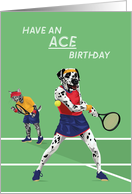 Birthday for Kids Dalmatian and Cat Acing Tennis card