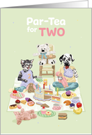 Birthday Age Two Dog and Cat Play Food Tea Party card