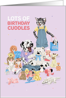 Birthday for Kids Dalmatian and Cat Stuffed Toy Cuddles card