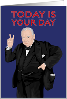 Birthday for Him British Wartime Prime Minister Winston Churchill card