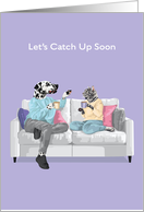 Catch Up Soon Dalmatian and Cat Chat Over Coffee card
