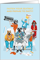 Birthday Dogs and Cat Party on the Plane card