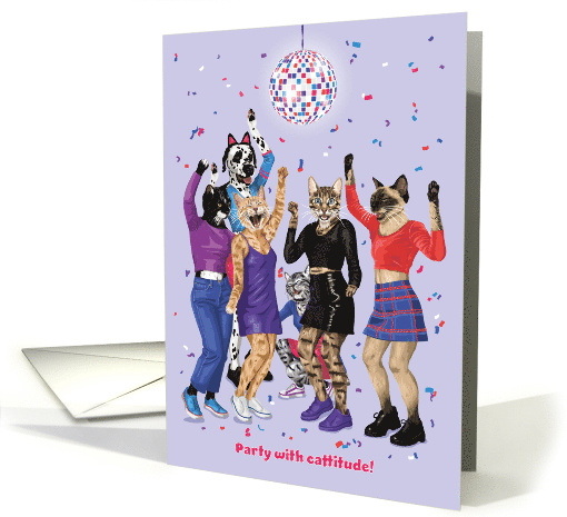Birthday Cat and Dog Dance Party with Cattitude card (1953168)