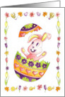 Bunny Rabbit Popping out of Easter Egg card