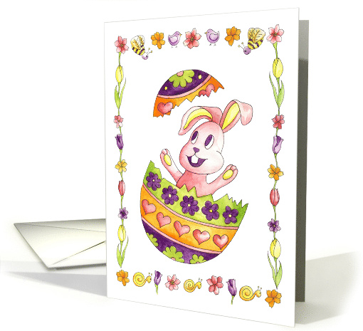 Bunny Rabbit Popping out of Easter Egg card (1726672)