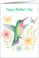 Mother’s Day Hummingbird Flowers and Butterflies Watercolor card
