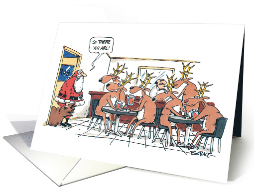 Christmas Humor Reindeers in Bar card (1740664)