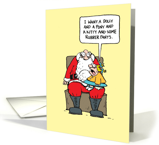 Christmas Humor Little Girl Wets on Santa card (1740772)