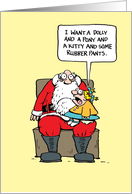 Christmas Humor Little Girl Wets on Santa card