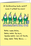 Christmas Humor Elves Help Santa card