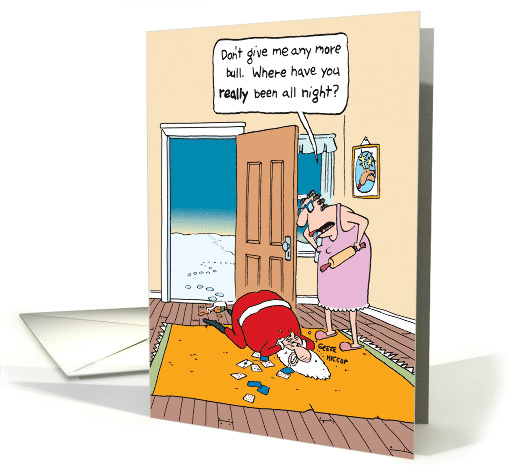 Christmas Humor Santa Scolded by Wife card (1742812)