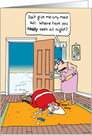 Christmas Humor Santa Scolded by Wife card