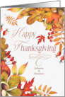 Thanksgiving Blessings Autumn Leaves Acorns Custom Name card