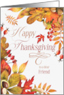 for Friend on Thanksgiving Autumn Leaves and Acrons card