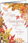 from Our House to Yours Thanksgiving Autumn Leaves and Acrons card