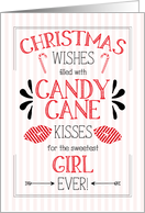 for Young Girl Candy Cane Kisses Christmas Wishes card