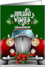 for Grandson Red Classic Car Holiday Wishes card