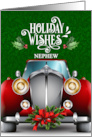 for Nephew Red Classic Car Holiday Wishes card