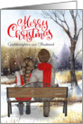 Goddaughter and Husband Christmas Couple on a Winter Bench card