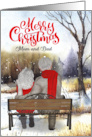 Mom and Dad Christmas Senior Couple Winter Bench card