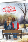 Niece and Partner Christmas Lesbian Couple on a Winter Bench card