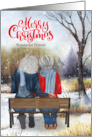 for Friends Christmas Senior Lesbian Couple on a Winter Bench card