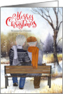 for Friends Christmas Senior Gay Couple Winter Bench card