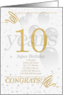 10 Years Sober Birthday Faux Gold Glitter with Silver Gray card