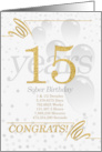 15 Years Sober Birthday Faux Gold Glitter with Silver Gray card