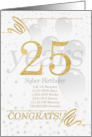 25 Years Sober Birthday Faux Gold Glitter with Silver Gray card