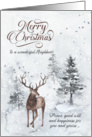 for Neighbor Christmas Reindeer in a Snowy Forest card