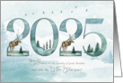 2024 New Year Woodland Forest with Deer and Pines card