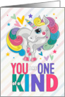 Kids Valentine Rainbow Colored Unicorn One of a Kind card