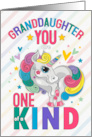 Granddaughter Valentine Rainbow Colored Unicorn One of a Kind card