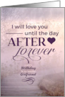 Girlfriend Purple Birthday Foggy Coastal Path Romantic Message card