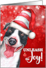 Unleash the Joy Staffordshire Terrier Christmas Dog card