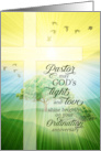 Pastor Ordination Anniversary Sunlit Meadow and Cross card