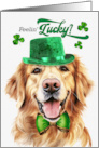 St Patrick’s Day Golden Retriever Dog Feelin’ Lucky Clovers card